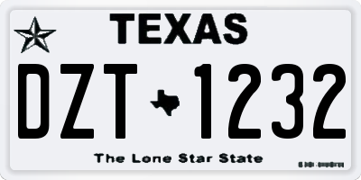 TX license plate DZT1232