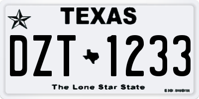 TX license plate DZT1233