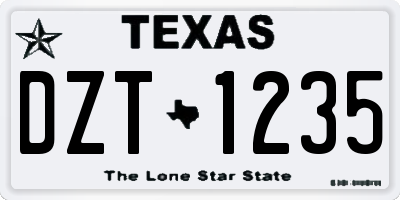 TX license plate DZT1235
