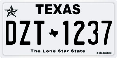 TX license plate DZT1237