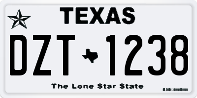TX license plate DZT1238