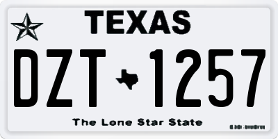 TX license plate DZT1257