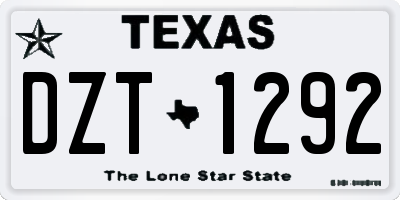 TX license plate DZT1292