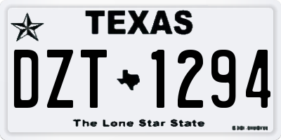 TX license plate DZT1294