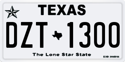 TX license plate DZT1300