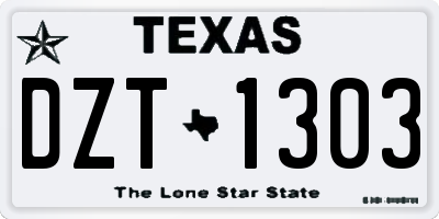TX license plate DZT1303