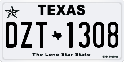 TX license plate DZT1308