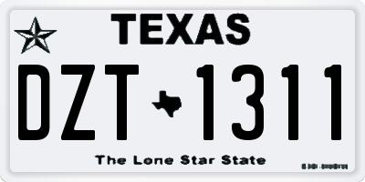TX license plate DZT1311