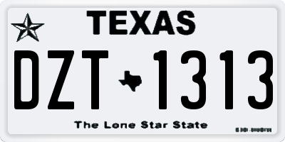 TX license plate DZT1313