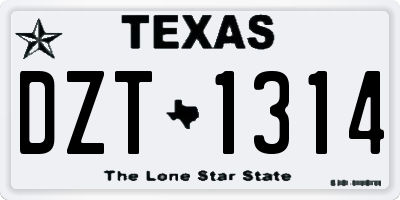 TX license plate DZT1314
