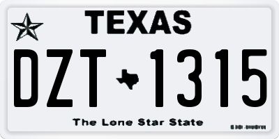 TX license plate DZT1315