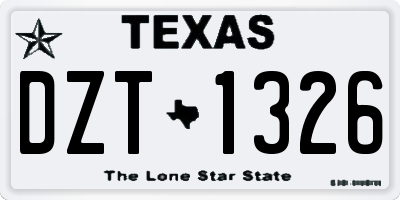 TX license plate DZT1326