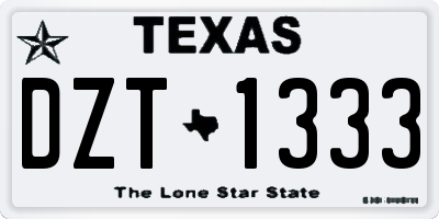 TX license plate DZT1333
