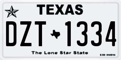 TX license plate DZT1334