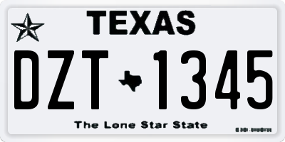 TX license plate DZT1345