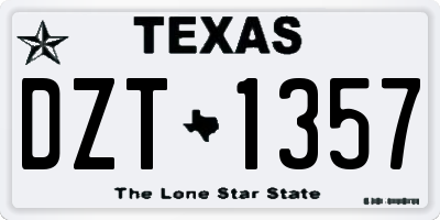 TX license plate DZT1357