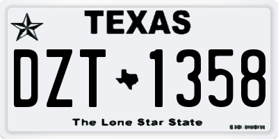 TX license plate DZT1358