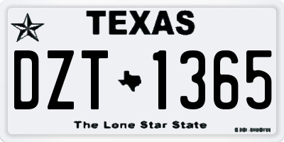 TX license plate DZT1365
