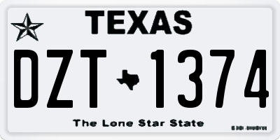 TX license plate DZT1374