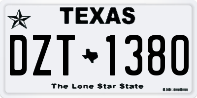 TX license plate DZT1380