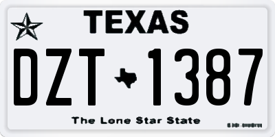 TX license plate DZT1387