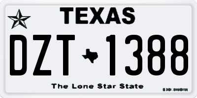TX license plate DZT1388