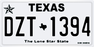 TX license plate DZT1394