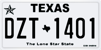 TX license plate DZT1401