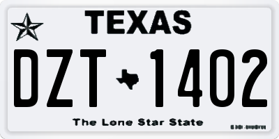 TX license plate DZT1402