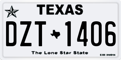 TX license plate DZT1406