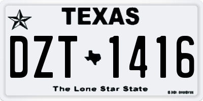 TX license plate DZT1416