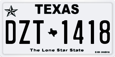TX license plate DZT1418
