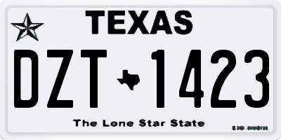 TX license plate DZT1423