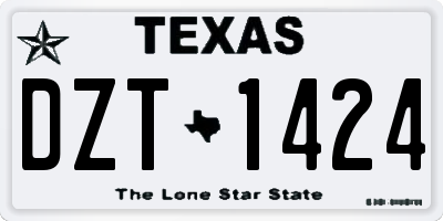 TX license plate DZT1424