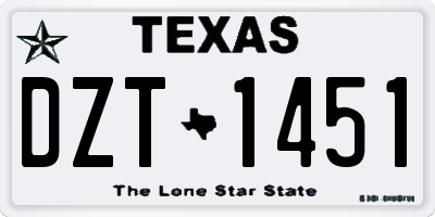 TX license plate DZT1451