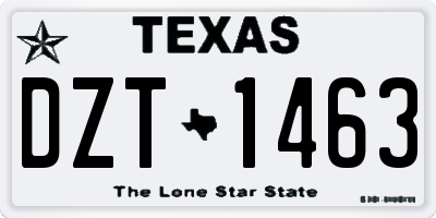 TX license plate DZT1463