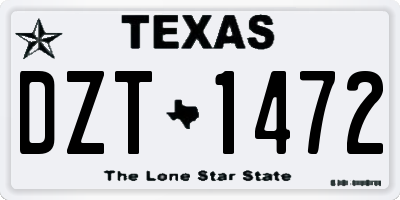 TX license plate DZT1472
