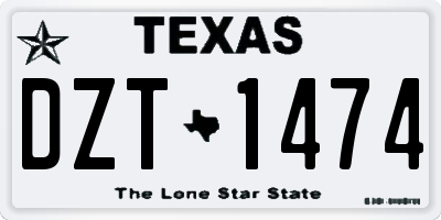 TX license plate DZT1474
