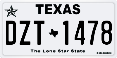 TX license plate DZT1478