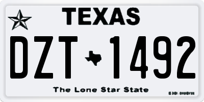 TX license plate DZT1492