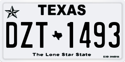 TX license plate DZT1493