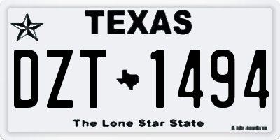 TX license plate DZT1494