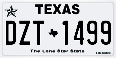 TX license plate DZT1499