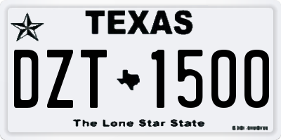 TX license plate DZT1500