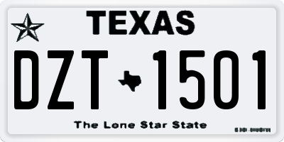 TX license plate DZT1501