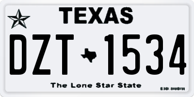TX license plate DZT1534