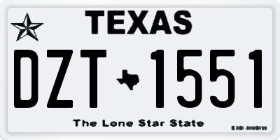 TX license plate DZT1551