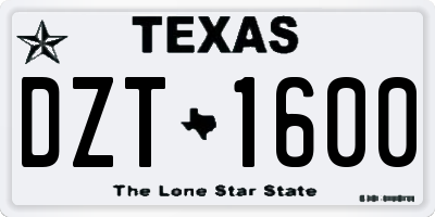TX license plate DZT1600
