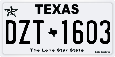 TX license plate DZT1603