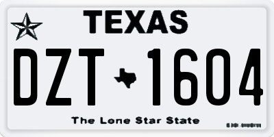 TX license plate DZT1604